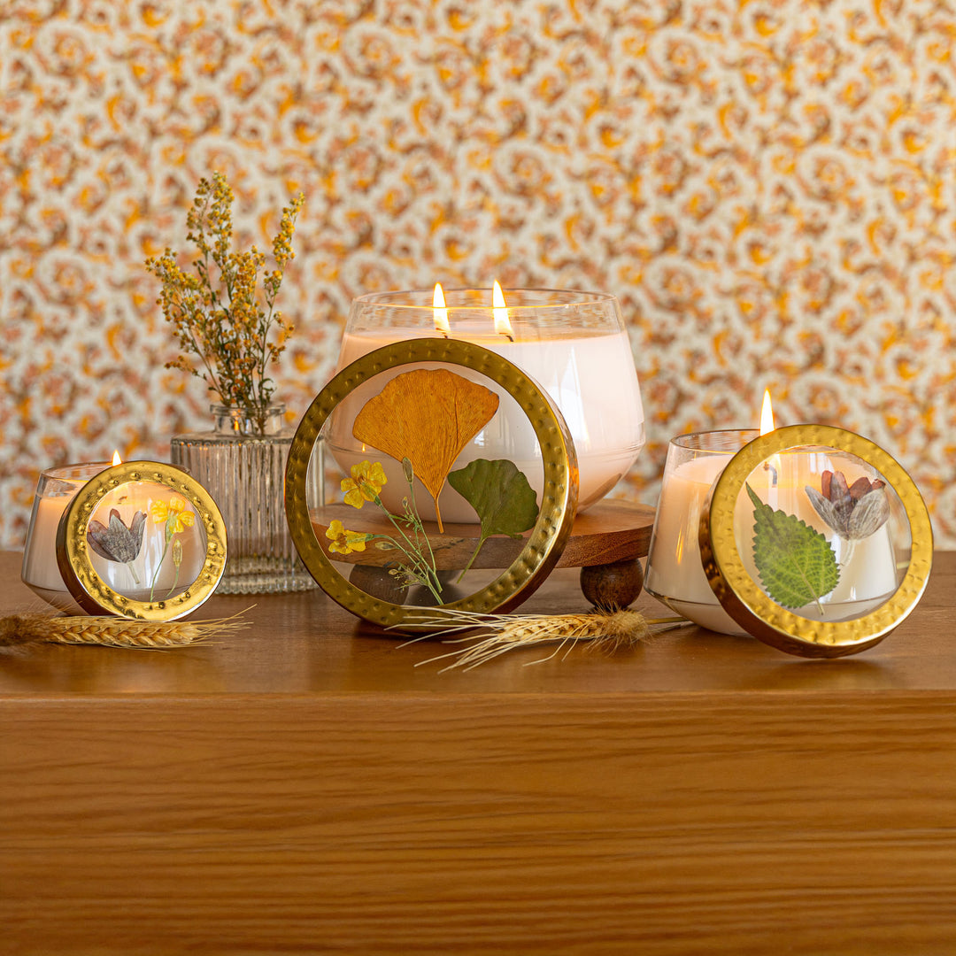 Petite Pressed Floral Candle - Harvest Pumpkin-Pressed Floral Candles