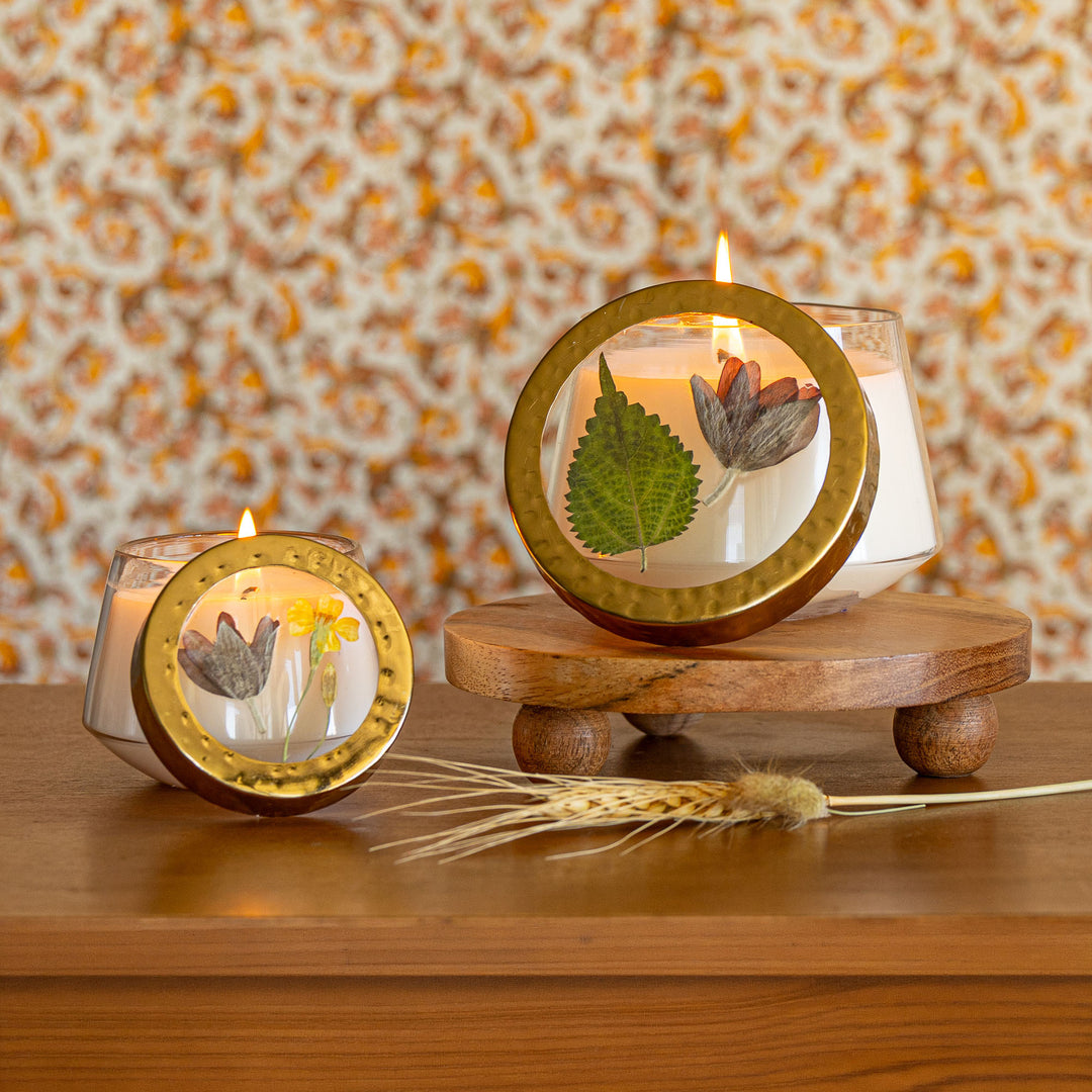 Petite Pressed Floral Candle - Harvest Pumpkin-Pressed Floral Candles