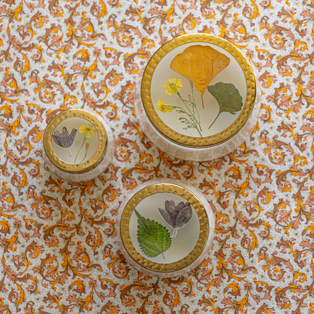 Signature Pressed Floral Candle - Harvest Pumpkin-Pressed Floral Candles