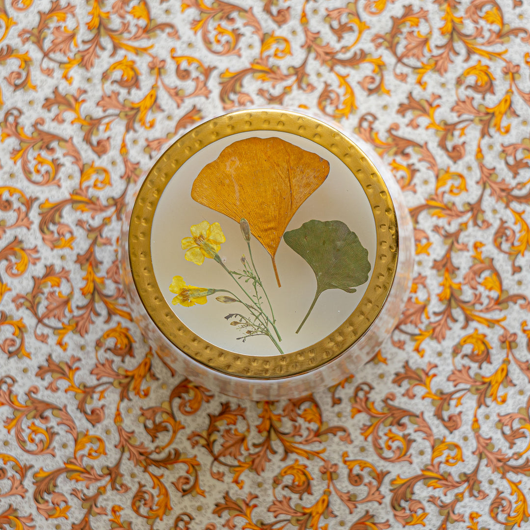 Signature Pressed Floral Candle - Harvest Pumpkin-Pressed Floral Candles