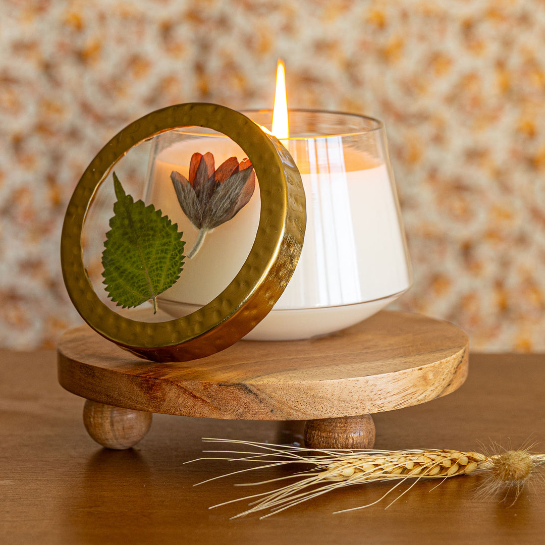Accent Pressed Floral Candle - Harvest Pumpkin-Pressed Floral Candles
