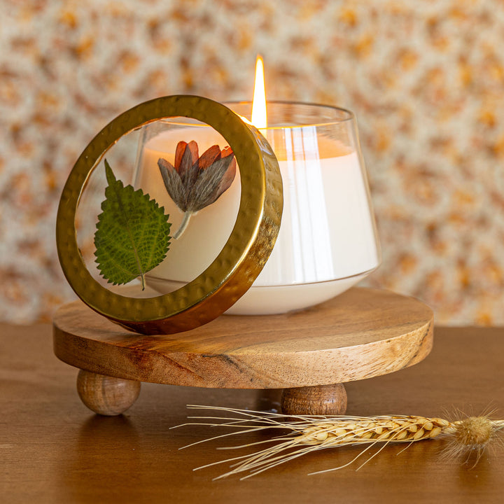 Accent Pressed Floral Candle - Harvest Pumpkin-Pressed Floral Candles 2 of 5