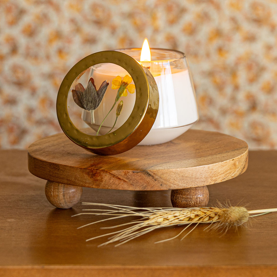 Petite Pressed Floral Candle - Harvest Pumpkin-Pressed Floral Candles