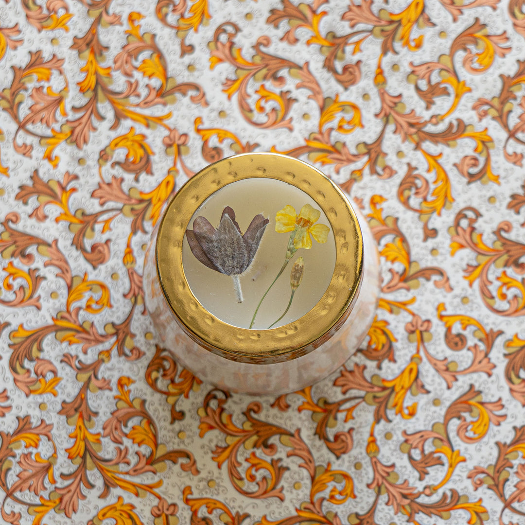 Petite Pressed Floral Candle - Harvest Pumpkin-Pressed Floral Candles