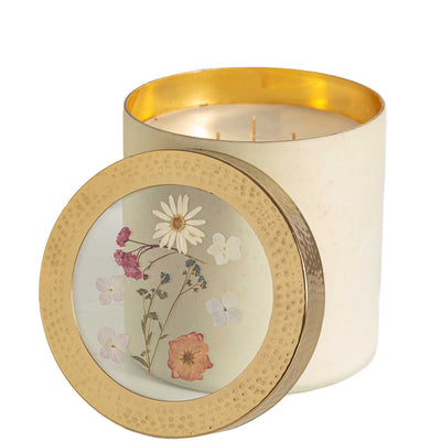 Apricot Rose XL Pressed Floral Candle