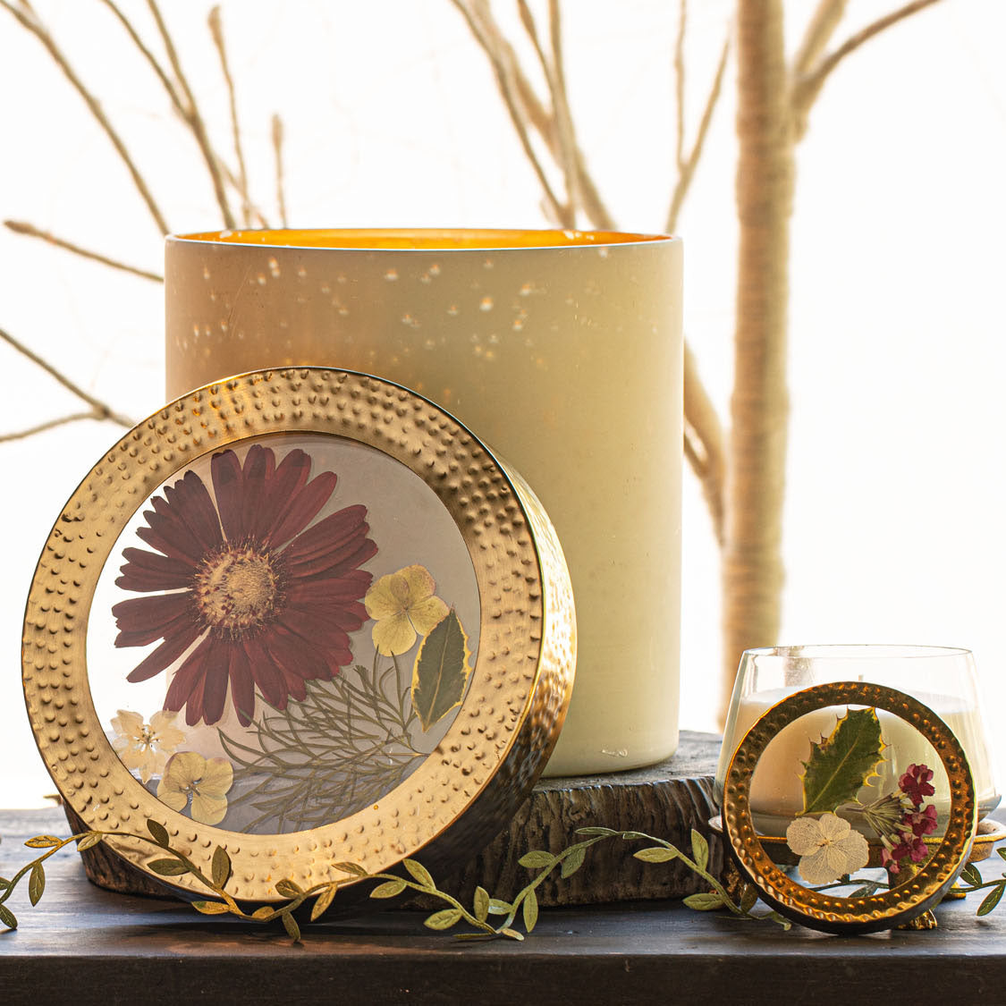 Citrus Garland XL Mercury Glass Candle