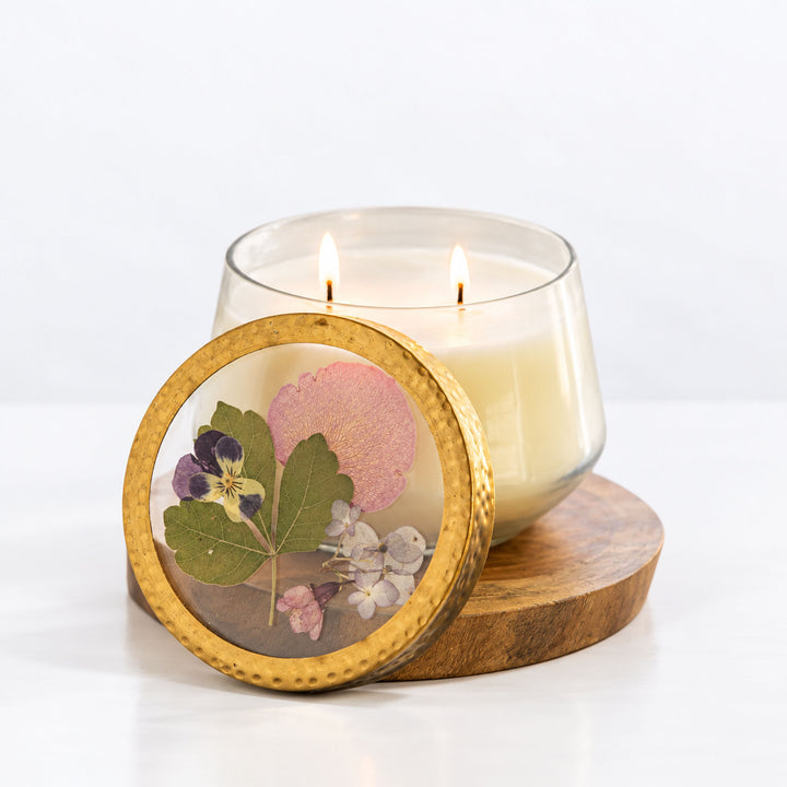 Signature Pressed Floral Candle - Blushing Rosewood-Pressed Floral Candles 1 of 5
