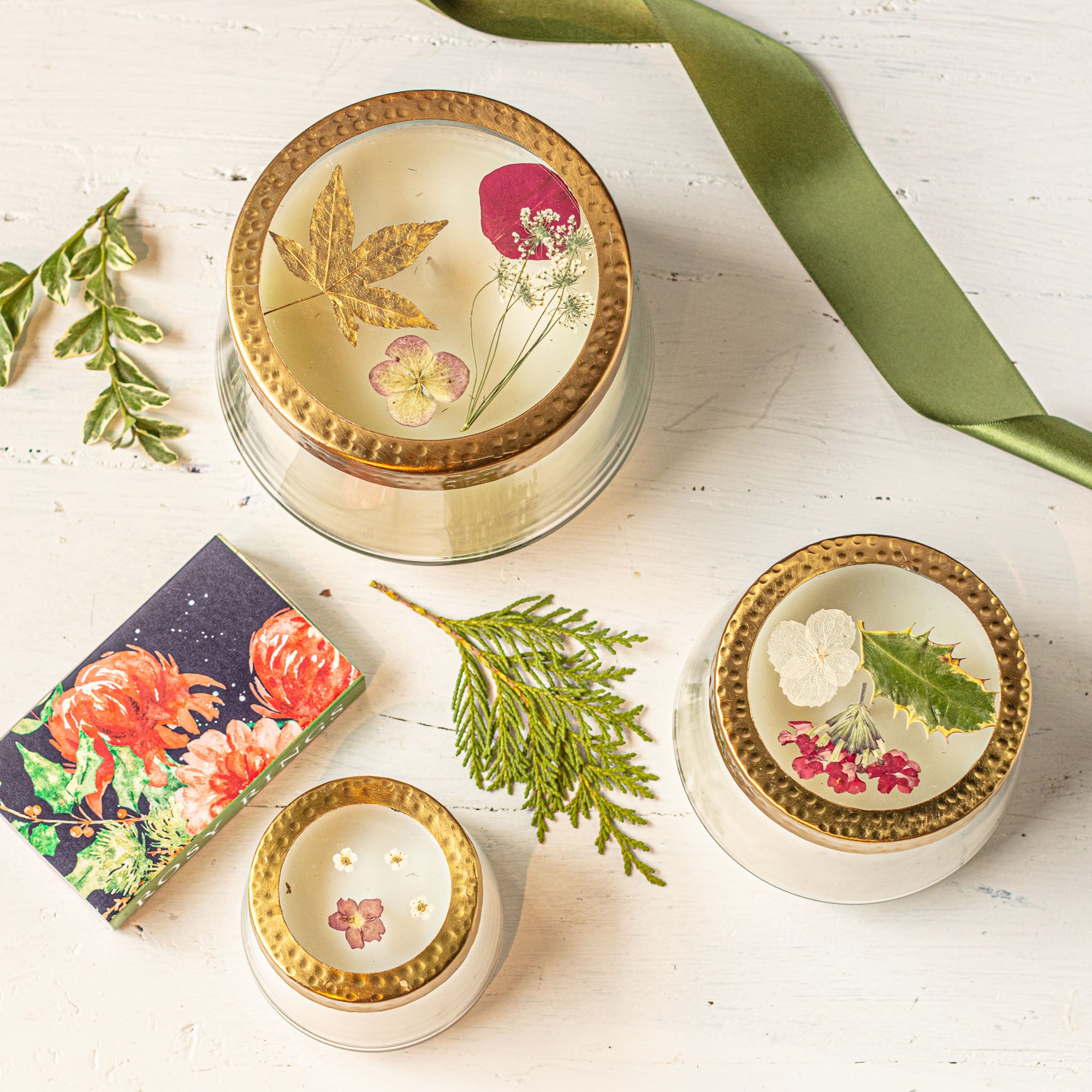 Citrus Garland Small Pressed Floral Candle-