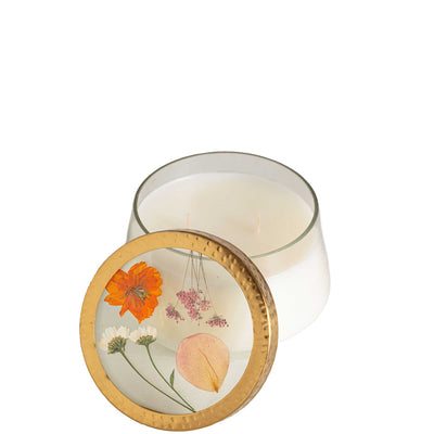 Apricot Rose Large Pressed Floral Candle