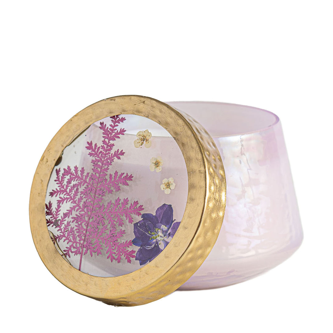 Accent Watercolor Pressed Floral Candle - Blackberry + Coconut-Pressed Floral Candles