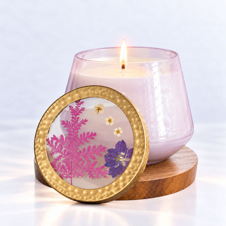 Accent Watercolor Pressed Floral Candle - Blackberry + Coconut 1 of 9