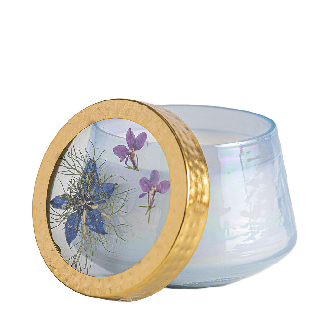 Accent Watercolor Pressed Floral Candle - Berry Fig-Pressed Floral Candles