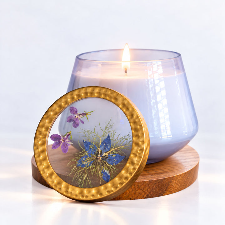 Accent Watercolor Pressed Floral Candle - Berry Fig 1 of 9