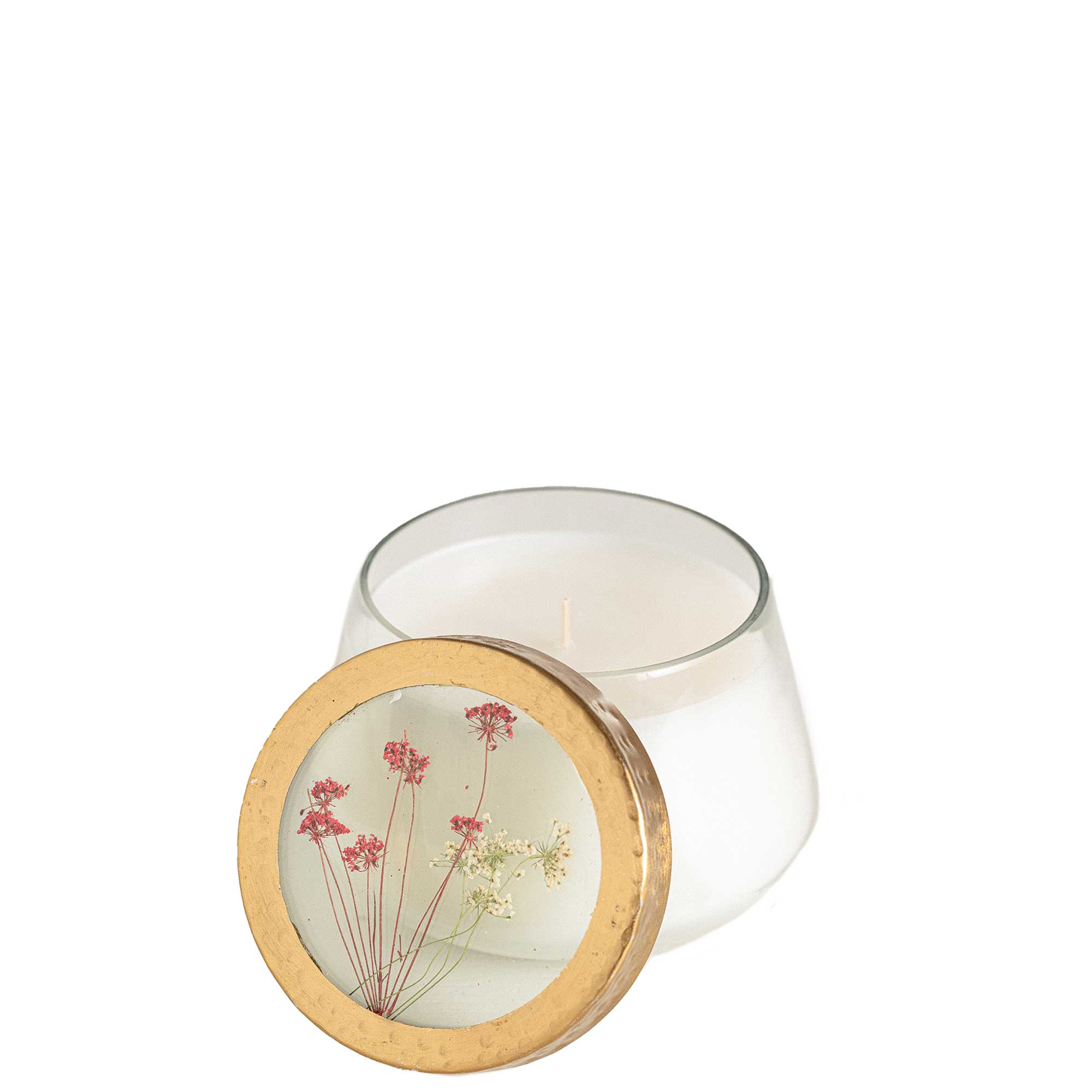 Rosy Rings Accent Pressed Floral Candle - Thumbnail 4
