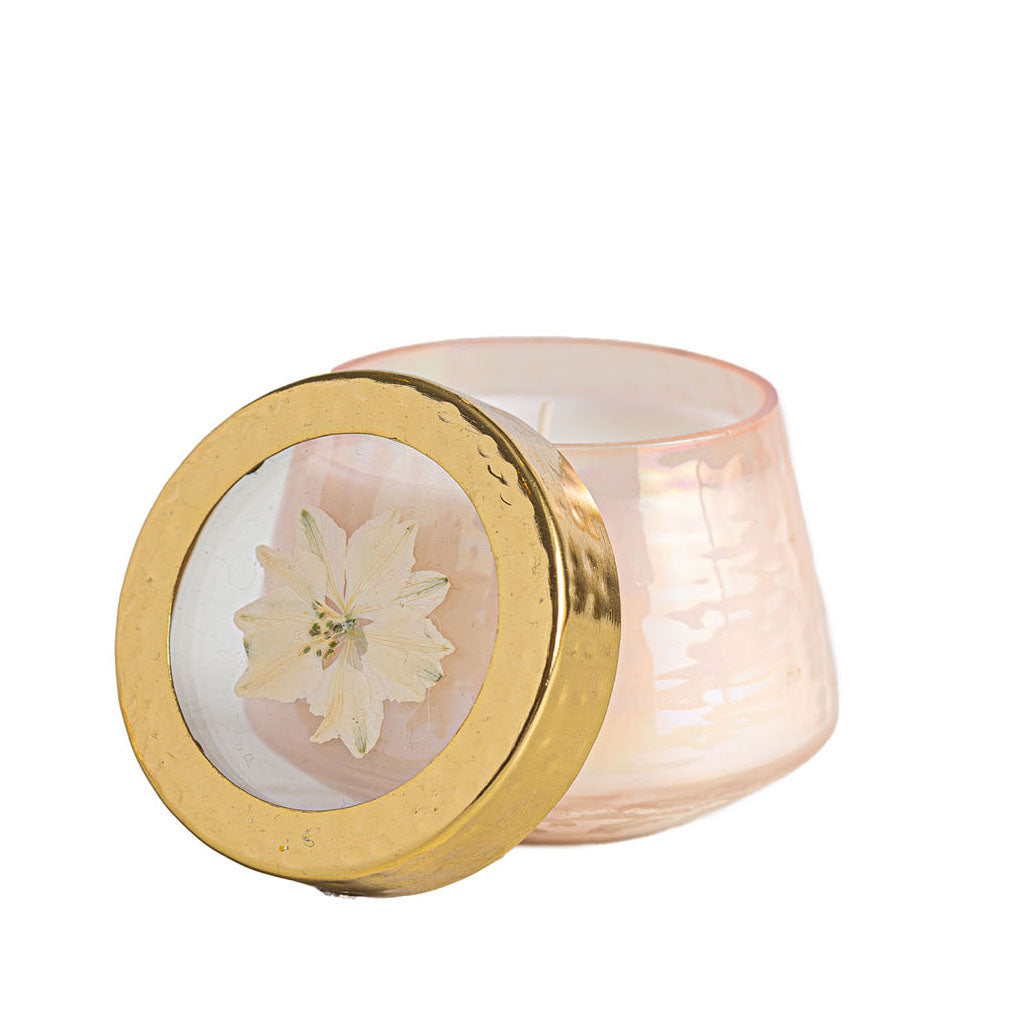 Petite Watercolor Pressed Floral Candle - Rose+ Oud-Pressed Floral Candles