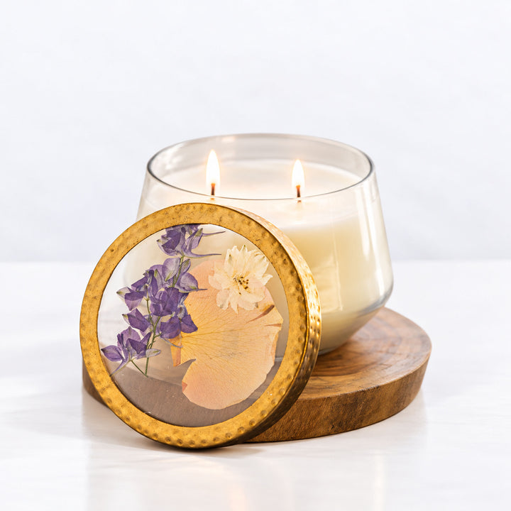 Signature Pressed Floral Candle - Vanilla Rain-Pressed Floral Candles 1 of 7