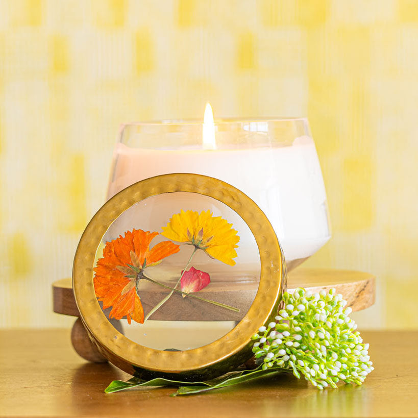 Accent Pressed Floral Candle - Sugared Citrus-Pressed Floral Candles