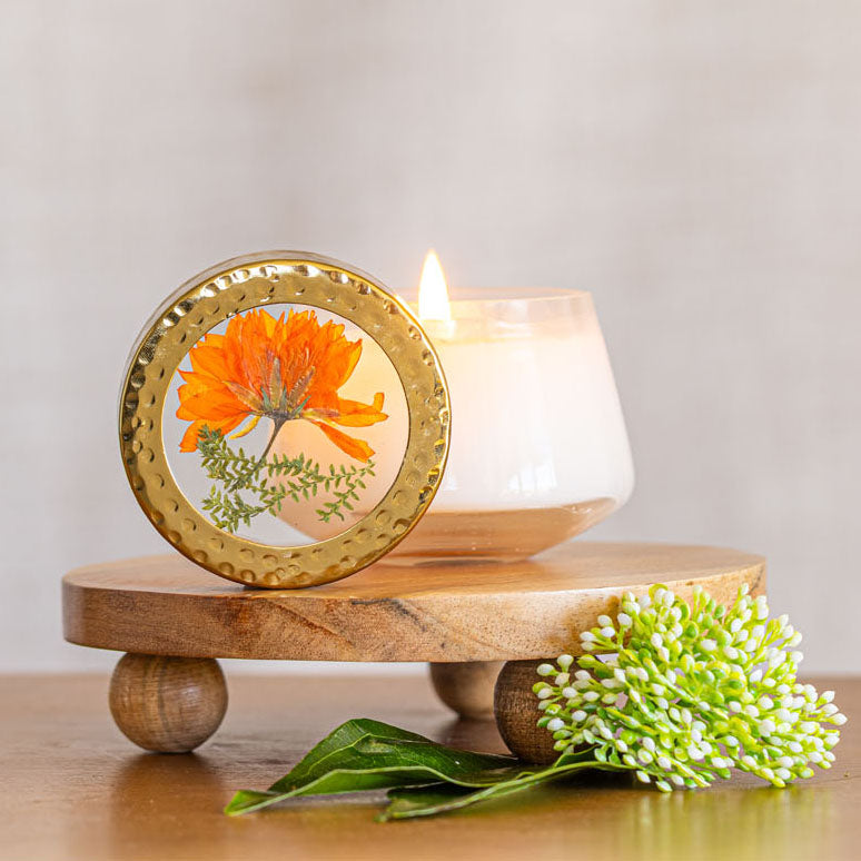 Petite Pressed Floral Candle - Sugared Citrus-Pressed Floral Candles