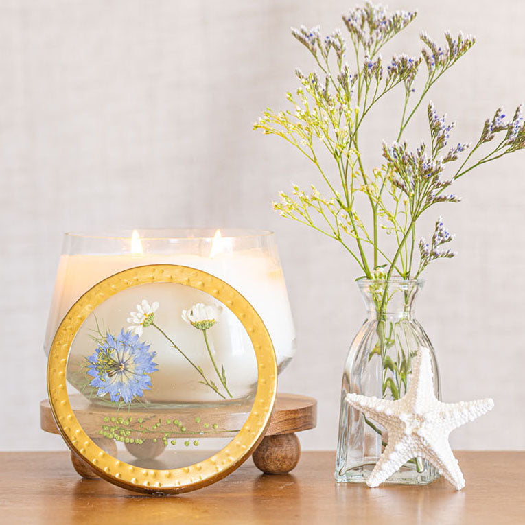 Signature Pressed Floral Candle - Sea Salt Mist-Pressed Floral Candles