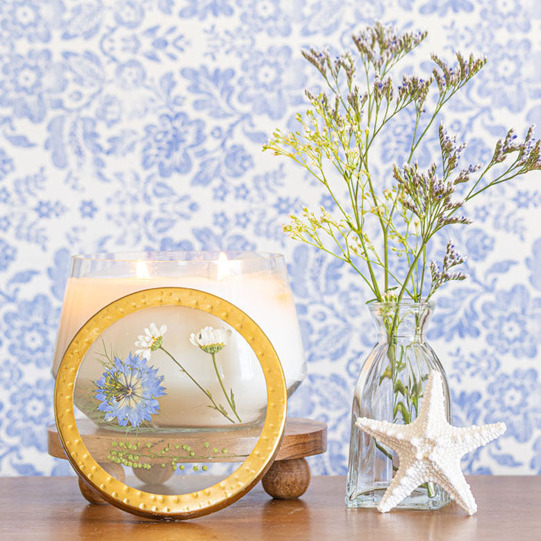 Signature Pressed Floral Candle - Sea Salt Mist-Pressed Floral Candles
