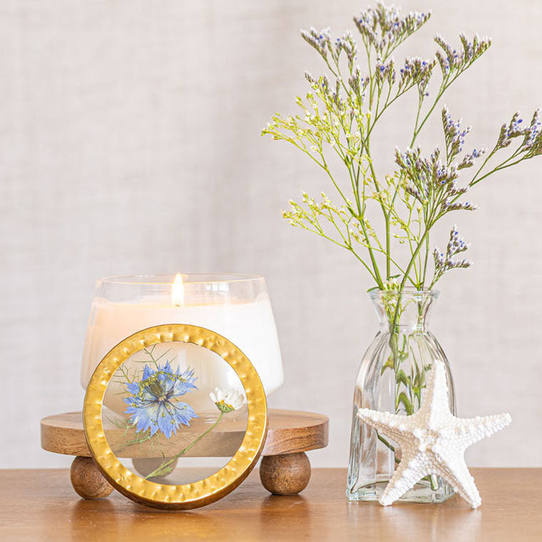 Accent Pressed Floral Candle - Sea Salt Mist-Pressed Floral Candles
