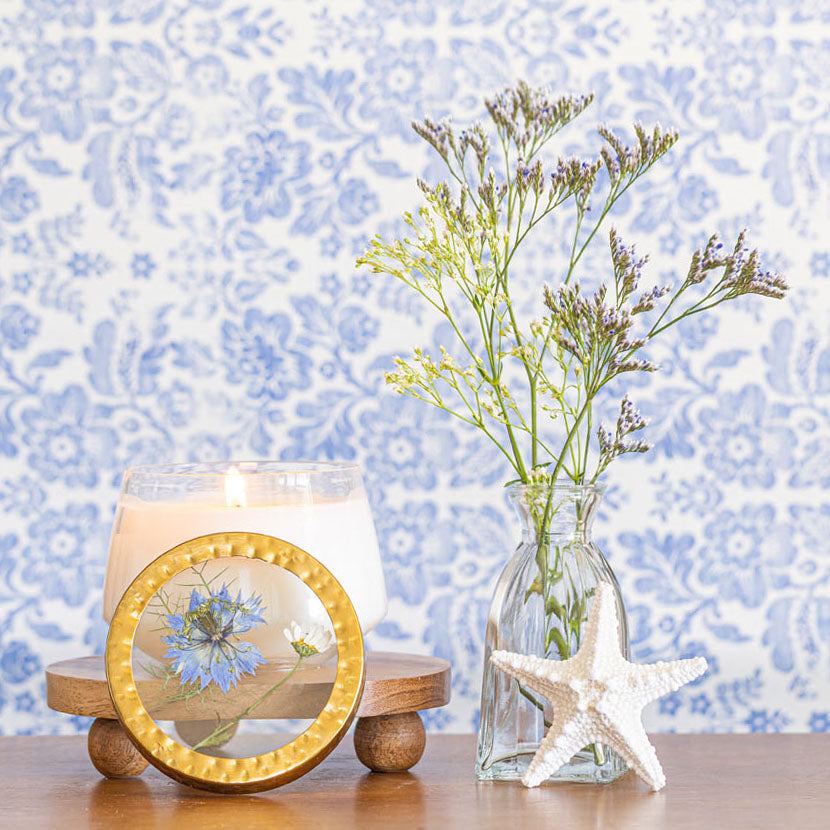 Accent Pressed Floral Candle - Sea Salt Mist-Pressed Floral Candles