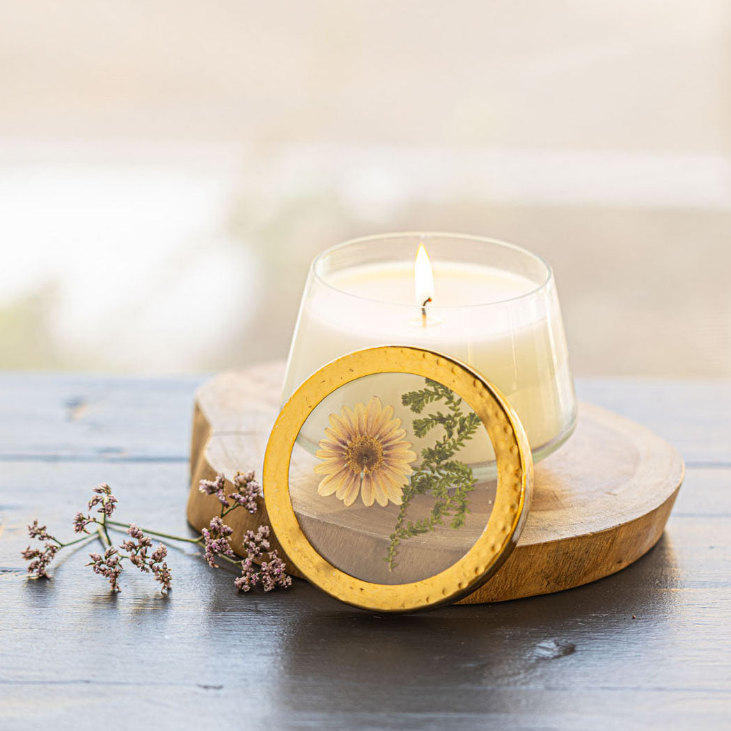 Vanilla Rain Pressed Floral Candle - Medium