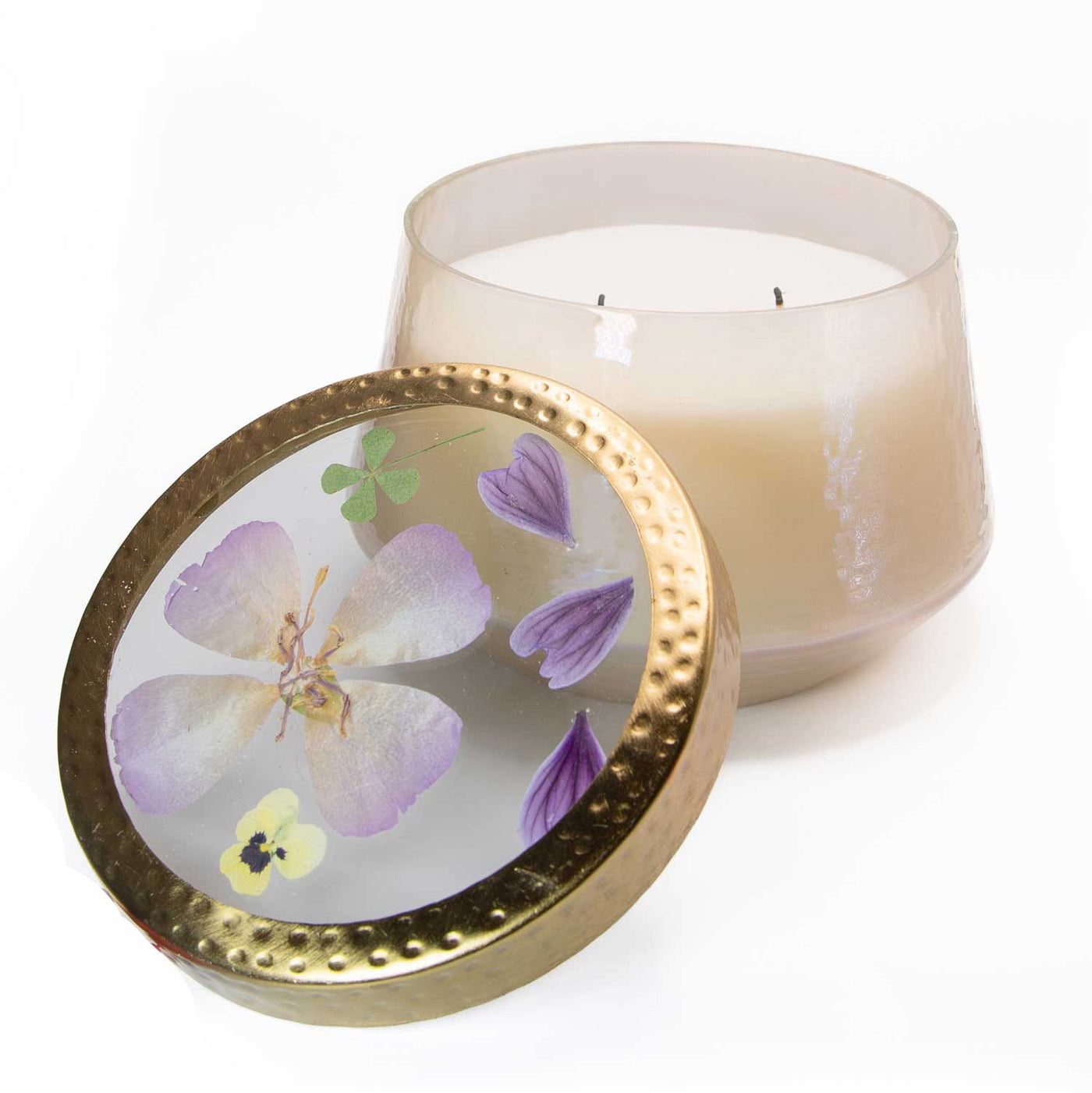 Violet Verbena Large Pressed Floral Candle