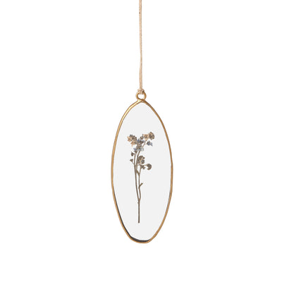Periwinkle Oval Pressed Floral Pendant