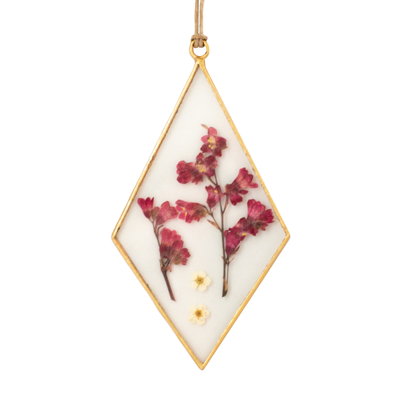 Coral Bell Diamond Pressed Floral Pendant