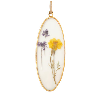 Marigold Oval Pressed Floral Pendant