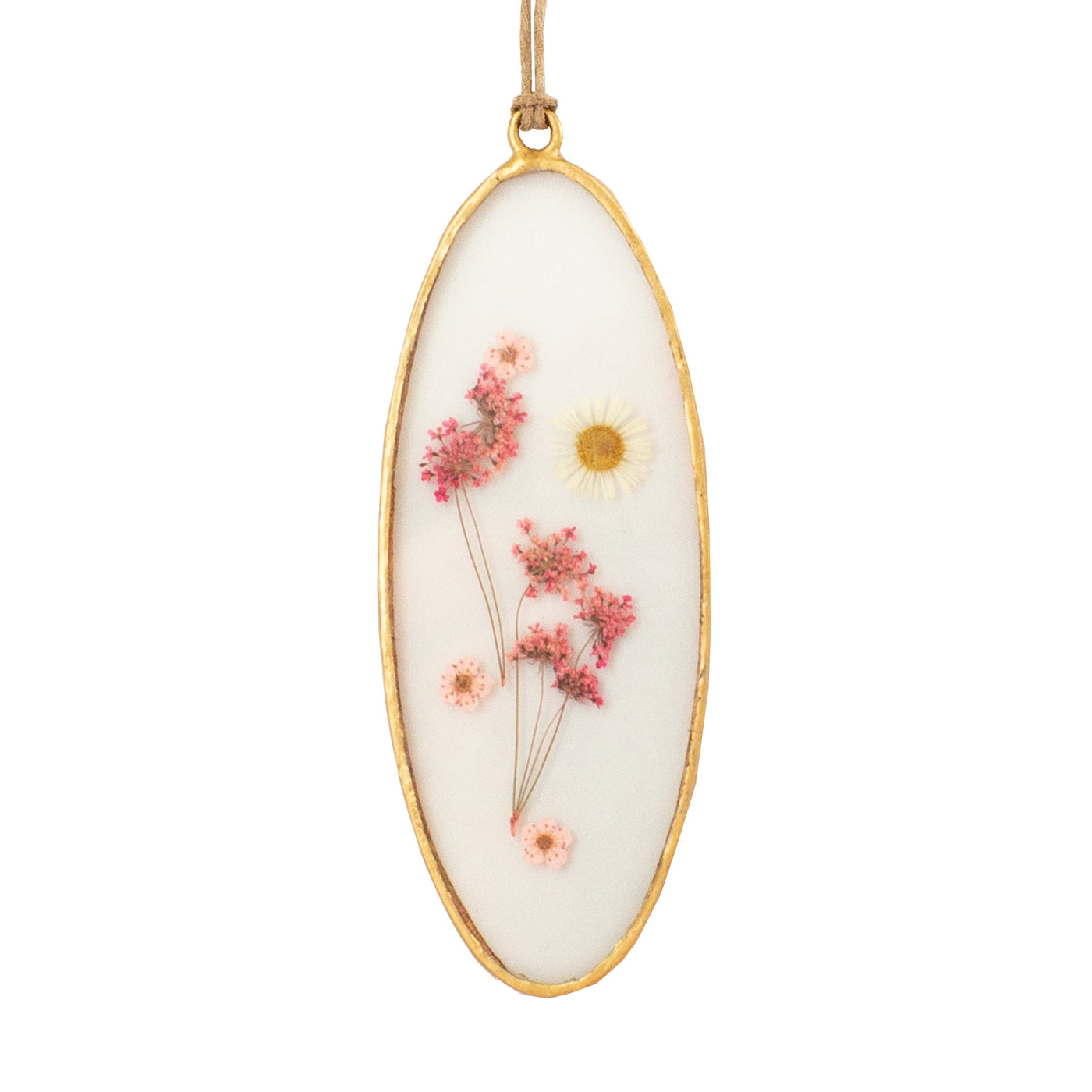 Meadow Sweet Oval Pressed Floral Pendant