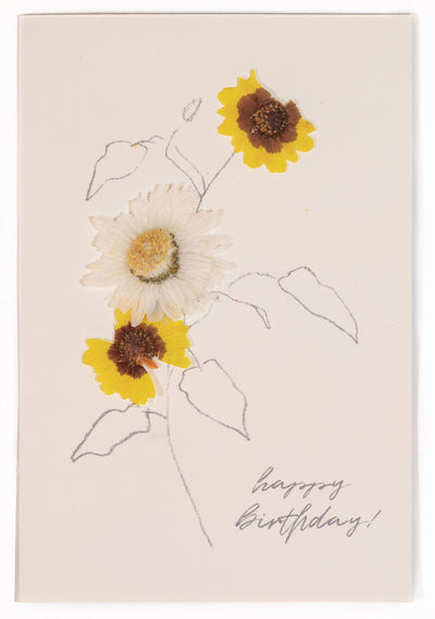 Happy Birthday - Tickseed Pressed Floral Stationery