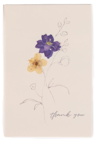 Thank You - Blue Larkspur Pressed Floral Stationery