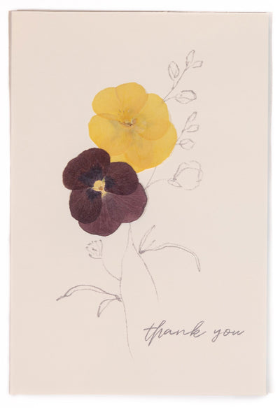 Thank You - Pansy Pressed Floral Stationery