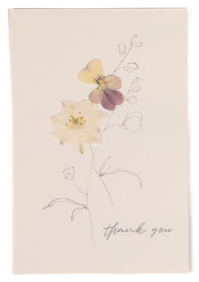 Thank You - White Larkspur Pressed Floral Stationery