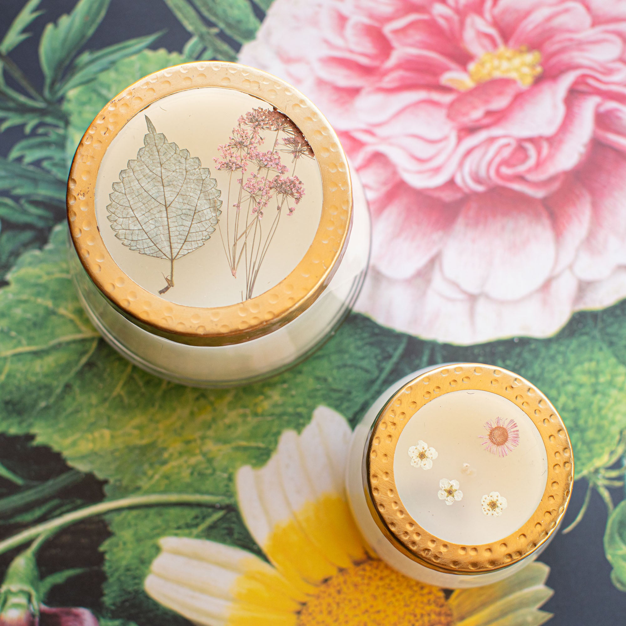 Petite Pressed Floral Candle - Apricot Rose-Pressed Floral Candles
