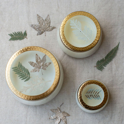 Frosted Juniper Medium Pressed Floral Candle