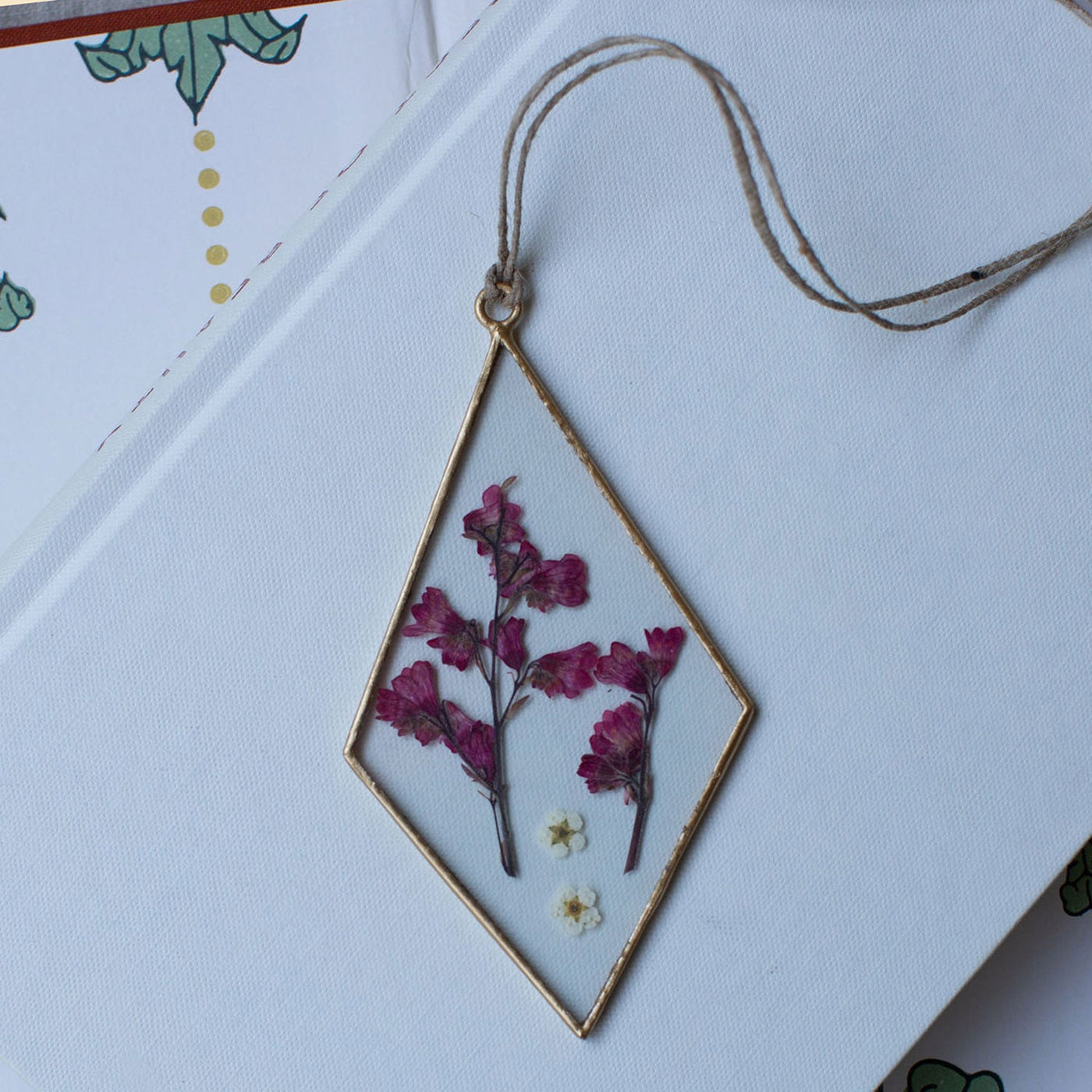Coral Bell Diamond Pressed Floral Pendant