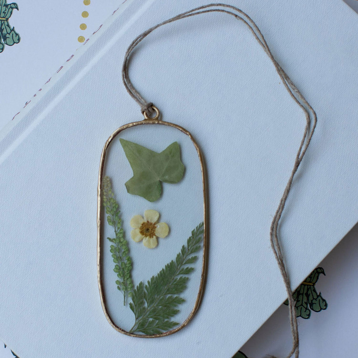 Buttercup Squoval Pressed Floral Pendant