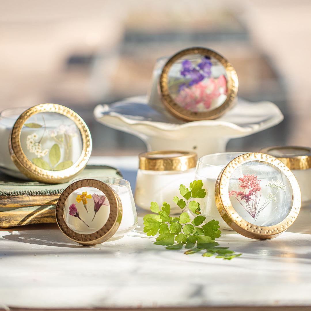 Roman Lavender Small Pressed Floral Candle