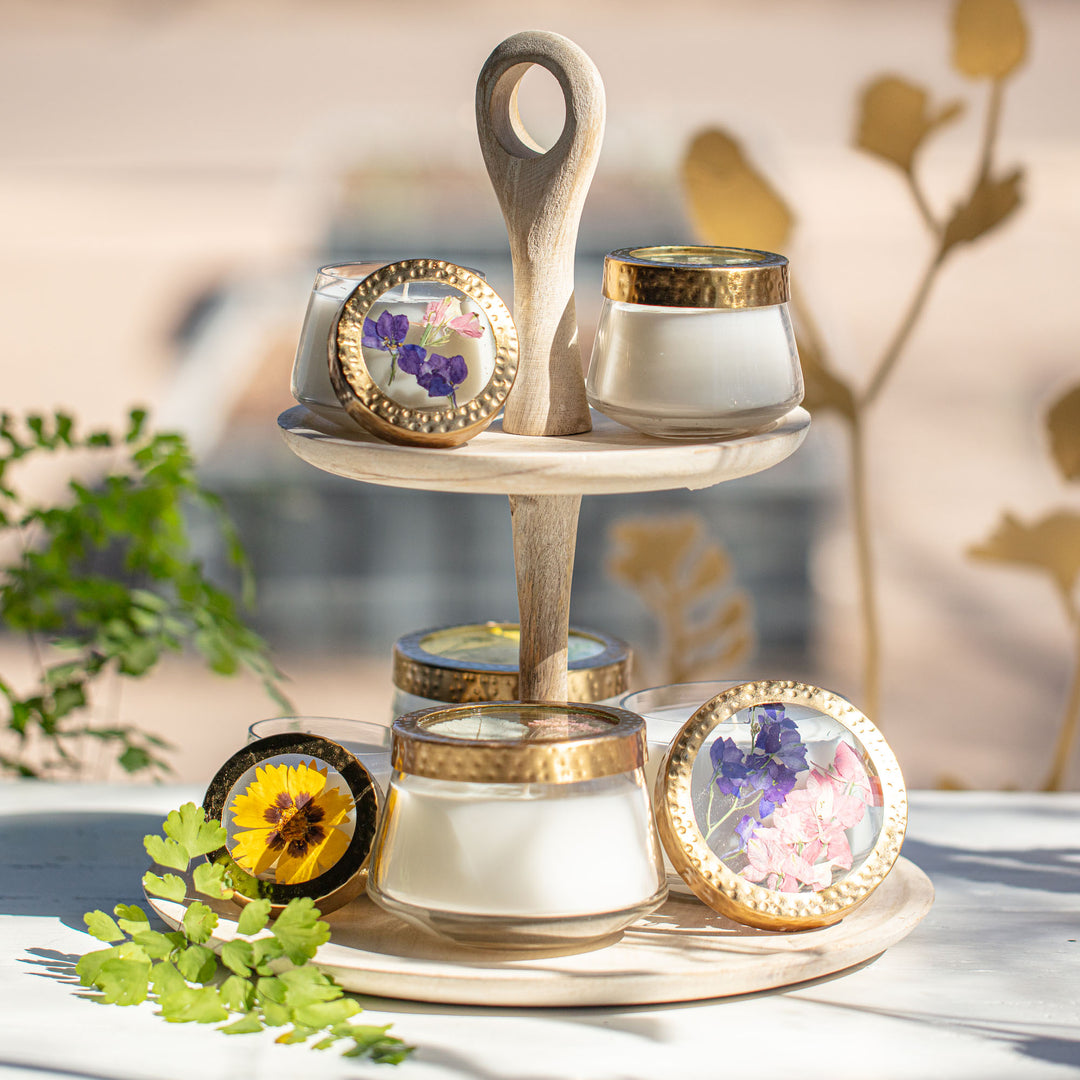 Roman Lavender Small Pressed Floral Candle