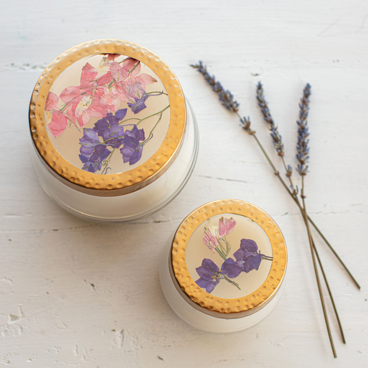 Roman Lavender Small Pressed Floral Candle