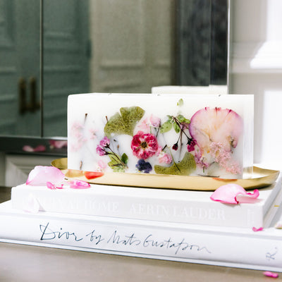 Rachel Parcell + Rosy Rings Peony Brick Botanical Candle + Plate