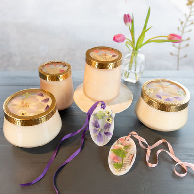 Violet Verbena Large Pressed Floral Candle