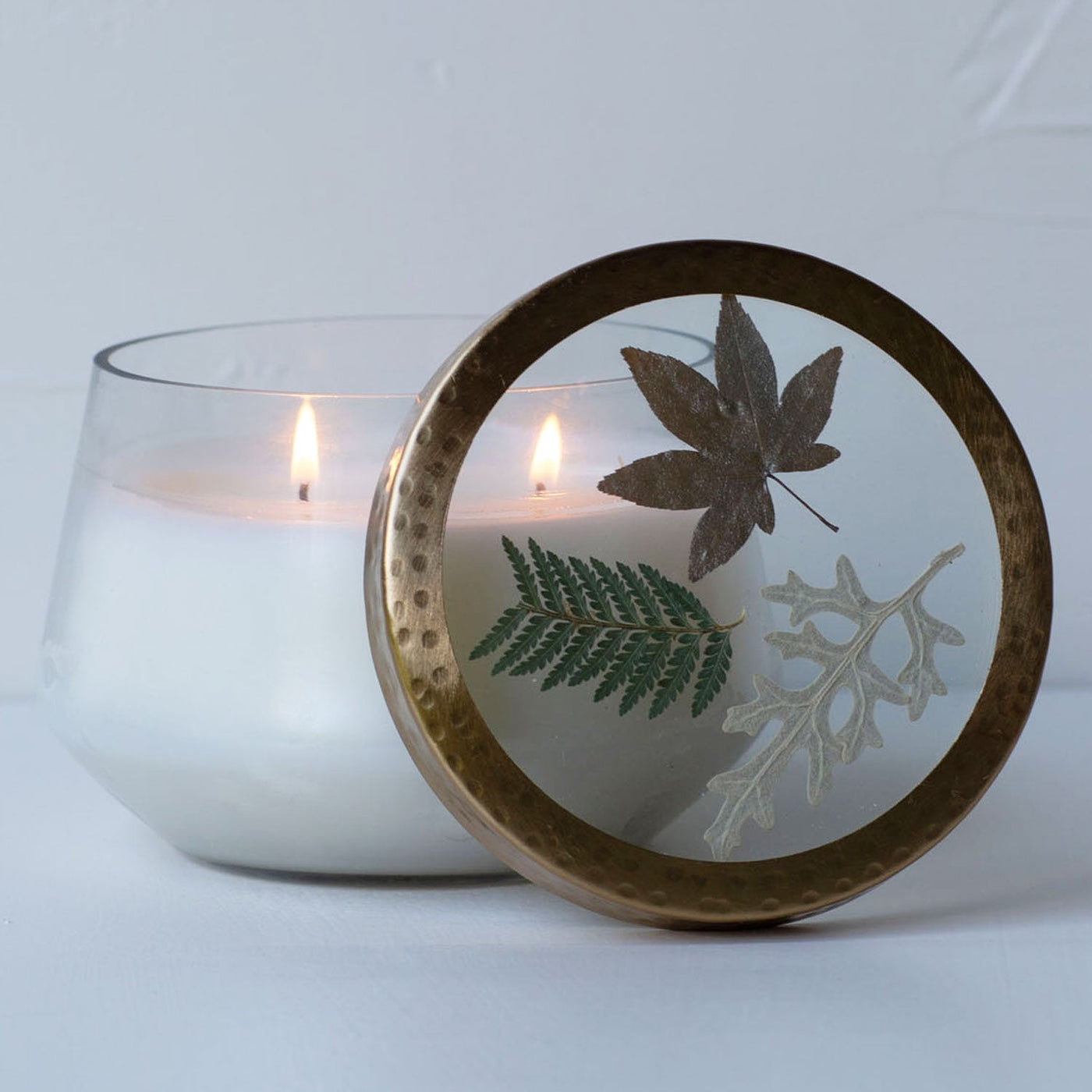 Frosted Juniper Large Pressed Floral Candle