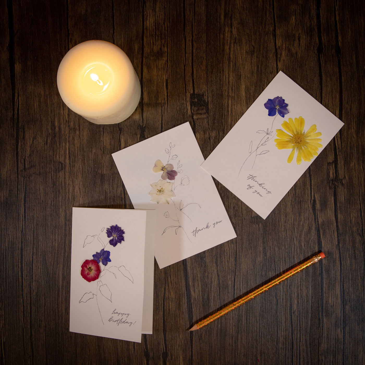 Thank You - Verbena Pressed Floral Stationery