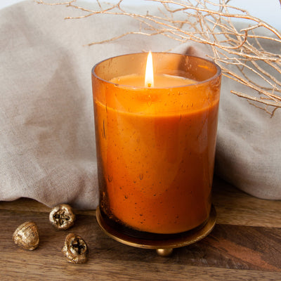 Apricot Rose Sunray Glass Candle